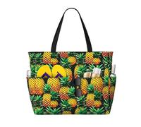 FGPkjh Tropical Fruit Pineapples Print Waterproof Beach Travel Bag Lightweight Foldable Canvas Bags Gym Picnic Vacation