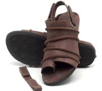 FGRID Women Clip Toe Orthopedic Sandals, Fish Big Toe Bone Shoe with Arch Support, Plus Size Leather Slingback Sandal for Pain Relief Bunion Symptoms,Brown,35
