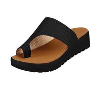 FGRID Women Platform Orthopedic Sandals, Fashionable Mesh Clip Toe Bunion Correction Sandals, Summer Arch Support Beach Sandals for Pain Relief Bunion Symptoms,Black,42