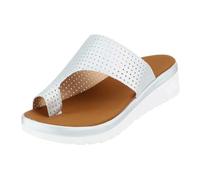 FGRID Women Platform Orthopedic Sandals, Fashionable Mesh Clip Toe Bunion Correction Sandals, Summer Arch Support Beach Sandals for Pain Relief Bunion Symptoms,Silver,40