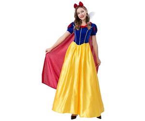 FGRID Women's Halloween Costumes, Adults Snow White Dress Up Outfit, Fairy tale Cosplay Party Full Length Princess Dress