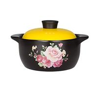 FGSHDBCU Casserole Dish Small Clay Pot Binaural Ceramic Casserole Dish With Lid Cookware Flower Decoration Earthen Pot High Temperature Resistance (Pink 2.8L)