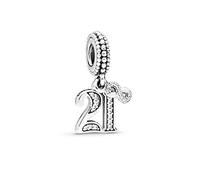 FGT 21 Celebration Infinity Dangle Charm fits Pandora Bracelets Lucky Number Birthday Charms Gift for Women Daughter Sister Sterling Silver