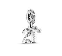 FGT 21 Infinite Birthday Celebration Number Charm fits Pandora Charms Bracelets Gift for Women Granddaughter Sister Daughter Sterling Silver