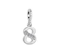 FGT 8 Lucky Number Eight 8th Charm Compatible with Pandora Charms Bracelets Wife Women Family Sister Daughter Anniversary Birthday Girls