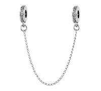 FGT April Birthstone CZ Link Safety Chain Charm fits Pandora Charms Bracelets Christmas Birthday Jewellery Present Gift for Daughter Women Granddaughter Crystal Clear