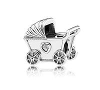 FGT Baby Pram Charm fits Pandora Moments Bracelets Sterling Silver Boy Girls Gift Wife Mother Family Birthday