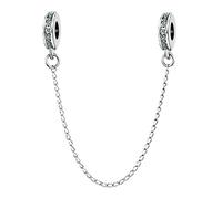 FGT Birthstones CZ Link Safety Chain Charms fit Pandora Charm Bracelets Christmas Birthday Jewellery Present Gift for Daughter Women Blue Purple Pink Red Green Clear