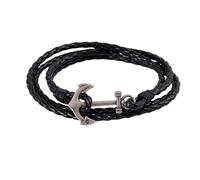 FGT Black Anchor Braided Leather Wrap Bracelets for Men Women Ship Boat Couple Birthday Anniversary Family Christmas Friendship
