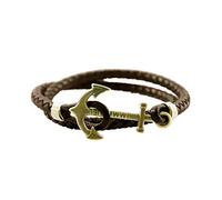 FGT Brown Anchor Braided Leather Wrap Bracelets for Men Women Ship Boat Couple Birthday Anniversary Family Christmas Friendship