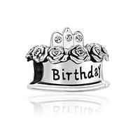 FGT Celebration Cake April Crystal Birthstone Charm Compatible with Pandora Charms Bracelets Happy Birthday Candle Crown Sisters Women Girls