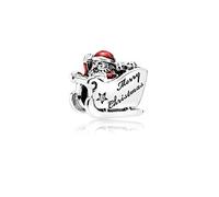 FGT Christmas Sleighing Santa Claus Sterling Silver Charm fits Pandora Charms Bracelets Birthday Xmas Beads Gift for Women Daughter Sister Granddaughter Family