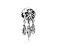 FGT Dreamcatcher Dream Cathcher Dangle Charm fits Pandora Moments Bracelets Sterling Silver Feathers Gift Women Granddaughter Daughter Girls Family Birthday Valentine