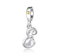FGT E Initial Letter Gold Heart Name Alphabet Charm Compatible with Pandora Charm Bracelets Women Sister Mom Girl Family Birthday Anniversry