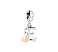FGT E Letter Initial Love Heart Dangle Charm fits Pandora Moments Bracelets Alphabet Name Gift Women Sister Girls Family Birthday Christmas