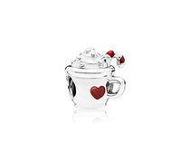 FGT Hot Chocolate Cup Charm fits Pandora Moments Bracelets Candy Cane Sterling Silver Gift Coffee Cream Birthday