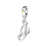 FGT I Letter Initial Name Alphabet Gold Heart Charm Compatible with Pandora Charms Bracelets Women Wife Girls Family Birthday Anniversary