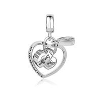 FGT I Love You to the Moon and Back Heart Dangle Charm Compatible with Pandora Moments Bracelets Women Men Family Birthday