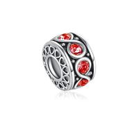 FGT Infinity Birthday Cubic Zirconia July Red Birthstones Spacer Bead Charm fits Pandora Charms Moments Bracelets