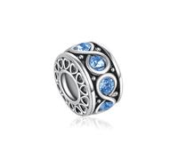 FGT Infinity Birthday Cubic Zirconia March Blue Birthstones Spacer Bead Charm fits Pandora Charms Moments Bracelets