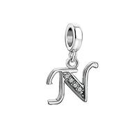 FGT Initial Letter N Dangle Charm fits Pandora Charms Bracelets Family Name Personalized Birthday Jewellery Gift for Daughter Women Sister