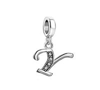 FGT Initial Letter Y Dangle Charm fits Pandora Charms Bracelets Family Name Personalized Birthday Jewellery Gift for Daughter Women Sister