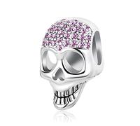 FGT Light Purple CZ Skull Skeleton June Birthstone Charm Compatible with Pandora Charms Bracelets Punk Women Family Daughter Girl Birthday