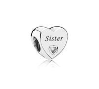 FGT Love Heart Sterling Silver CZ Charms fit Pandora Charm Bracelets Birthday Beads Gift for Women Daughter Mum Sister Dad Granddaughter Dad Auntie Best Friends
