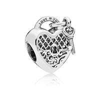 FGT Love You Heart Charm for Bracelets Necklaces Pendants Sterling Silver Key Padlock Charms Gift for Mum Wife Friend Girlfriend Daughter Women Girls Sisters Family Mothers Day Valentine Birthday