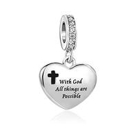 FGT Matthew Isaiah Bible Cross Love Heart Charm fits Pandora Bracelets with Verse Religion Dangle Beads Christian Jesus Black Gold