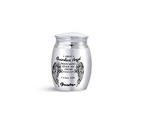 FGT Mini Urns for Ashes Cremation for Grandma Funeral Urns Memorial Keepsake I Have a Guardian Angel Watching Over Me From Heaven Stainless Steel Silver
