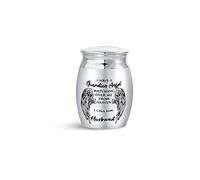 FGT Mini Urns for Ashes Cremation for Husband Funeral Urns Memorial Keepsake I Have a Guardian Angel Watching Over Me From Heaven Stainless Steel Silver