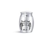 FGT Mini Urns for Ashes Cremation for Uncle Funeral Urns Memorial Keepsake I Have a Guardian Angel Watching Over Me From Heaven Stainless Steel Silver