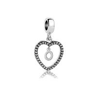 FGT O Letter Initial Love Heart Dot Charm fits Pandora Moments Bracelets Alphabet Name Gift Women Sister Girls Family Birthday Christmas