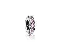 FGT October Birthday Birthstones Pink Cubic Zirconia Spacer Charm Compatible with Pandora Moments Bracelets Mothers Day Women Mum Daughter S925