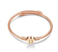 FGT Rose Gold 13 Heart Cuff Bracelets Lucky Number Birthday Jewelry Gift for Daughter Granddaughter Grandma Mom Niece Auntie Best Friend