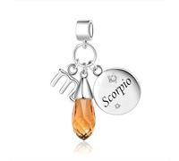 FGT Scorpio Zodiac Dangle Charm fit Pandora Charm Moments Bracelets Sparkling Yellow November Birthstones