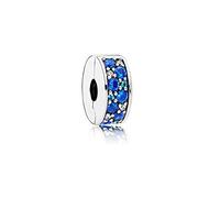 FGT September Blue Clip Spacer Charm Compatible with Pandora Moments Bracelets Birthday Birthstones Cubic Zirconia S925