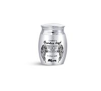 FGT Silver Mini Urns for Ashes Cremation for Mom Funeral Stainless Steel Urns Memorial Keepsake I Have a Guardian Angel Watching Over Me From Heaven
