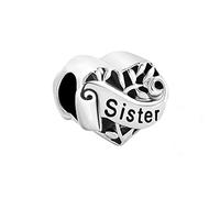 FGT Sister Love Heart Charms Compatible with Pandora Moments Bracelets Women Best Friends Christmas Anniversary Birthday