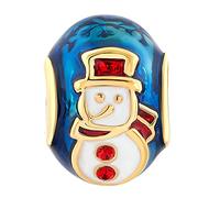 FGT Snowman Charm Compatible with Pandora Moments Bracelets Snow Winter Blue Spacer Bead Sister Auntie Friends Family Christmas Birthday