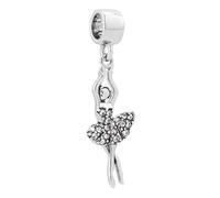 FGT Sparkling April Birthstones Ballet Dancer Dangle Charm fits Pandora Charms Bracelets Birthday Jewellery Gift Daughter Clear CZ