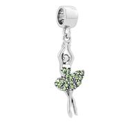 FGT Sparkling August Birthstones Ballet Dancer Dangle Charm fits Pandora Charms Bracelets Birthday Jewellery Gift Daughter Green CZ