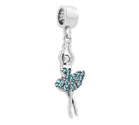 FGT Sparkling December Birthstones Ballet Dancer Dangle Charm fits Pandora Charms Bracelets Birthday Jewellery Gift Tanzanite Blue CZ