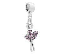 FGT Sparkling February Birthstones Ballet Dancer Dangle Charm fits Pandora Charms Bracelets Birthday Jewellery Gift Daughter Purple CZ