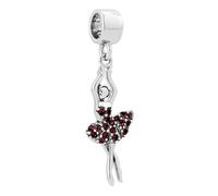 FGT Sparkling January Birthstones Ballet Dancer Dangle Charm fits Pandora Charms Bracelets Birthday Jewellery Gift Daughter Red CZ