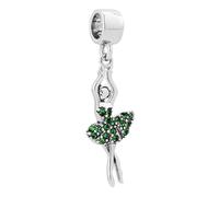 FGT Sparkling May Birthstones Ballet Dancer Dangle Charm fits Pandora Charms Bracelets Birthday Jewellery Gift Daughter Green CZ