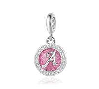 FGT Sparkling Pink Initial A Letter Dangle Charm fits Pandora Charms Bracelets Christmas Birthday Personalized Name Jewellery Gift for Women Family Daughter Sister
