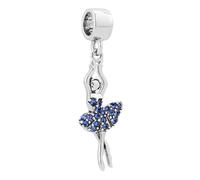 FGT Sparkling September Birthstones Ballet Dancer Dangle Charm fits Pandora Charms Bracelets Birthday Jewellery Gift Daughter Blue CZ