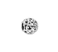 FGT Sterling Silver Openwork Hearts All Over Bead Charm fits Pandora Bracelets Birthday Charms Gift for Women